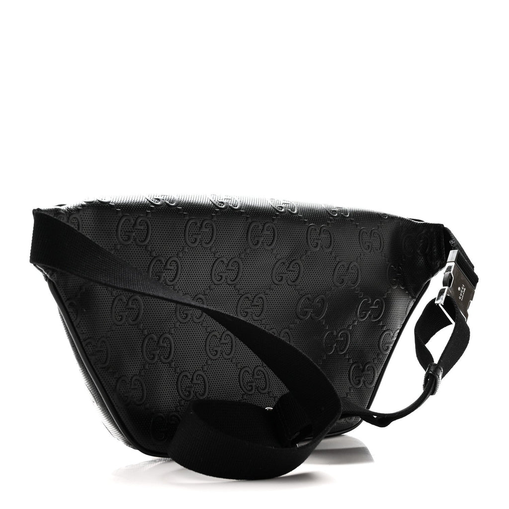 Calfskin GG Tennis Embossed Pocket Belt Bag Black