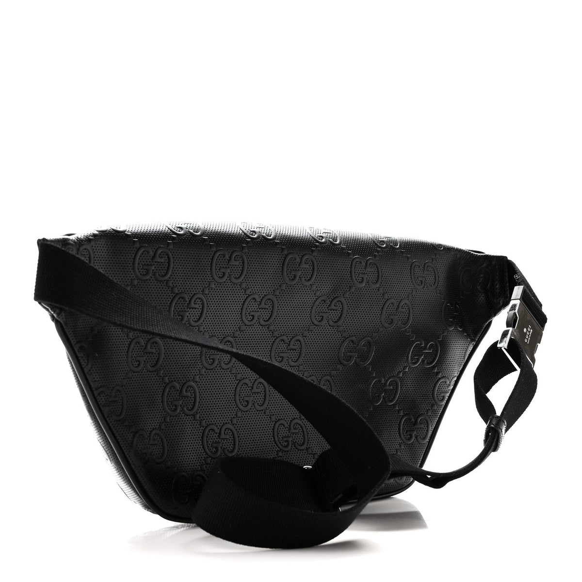 Calfskin GG Tennis Embossed Pocket Belt Bag Black