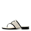 Lambskin Patent Calfskin CC Thong Sandals 38.5 White Black