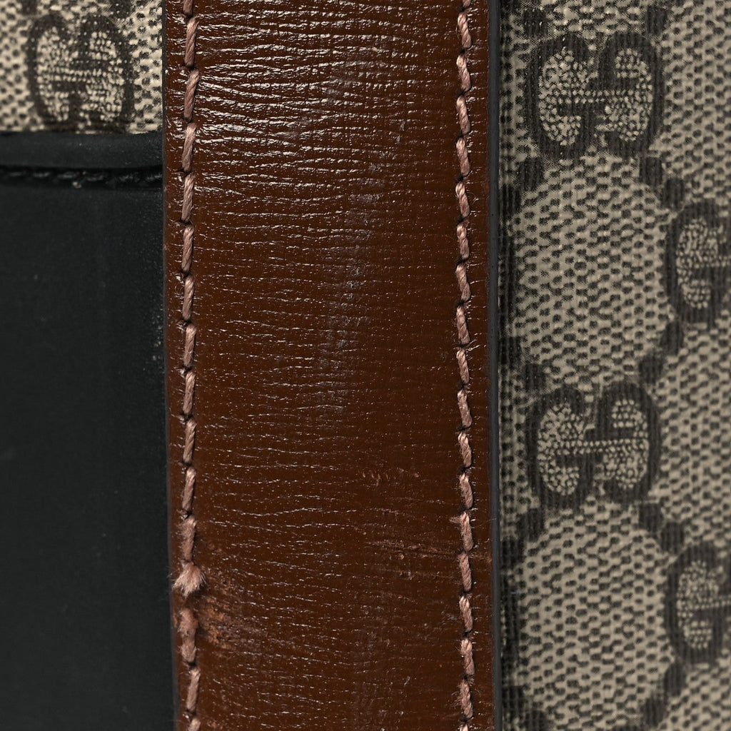 GG Supreme Monogram Azalea Calfskin Retro Interlocking G Small Savoy Cabin Trolley Beige Ebony Brown Sugar