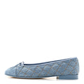 Denim Quilted CC Cap Toe Ballerina Flats 36.5 Light Blue