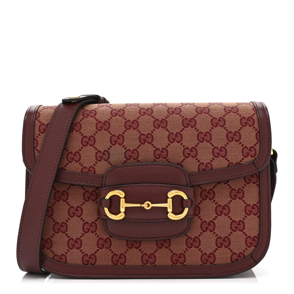 Monogram Textured Dollar Calfskin Horsebit 1955 Shoulder Bag Sahara Rubino Chardonnay