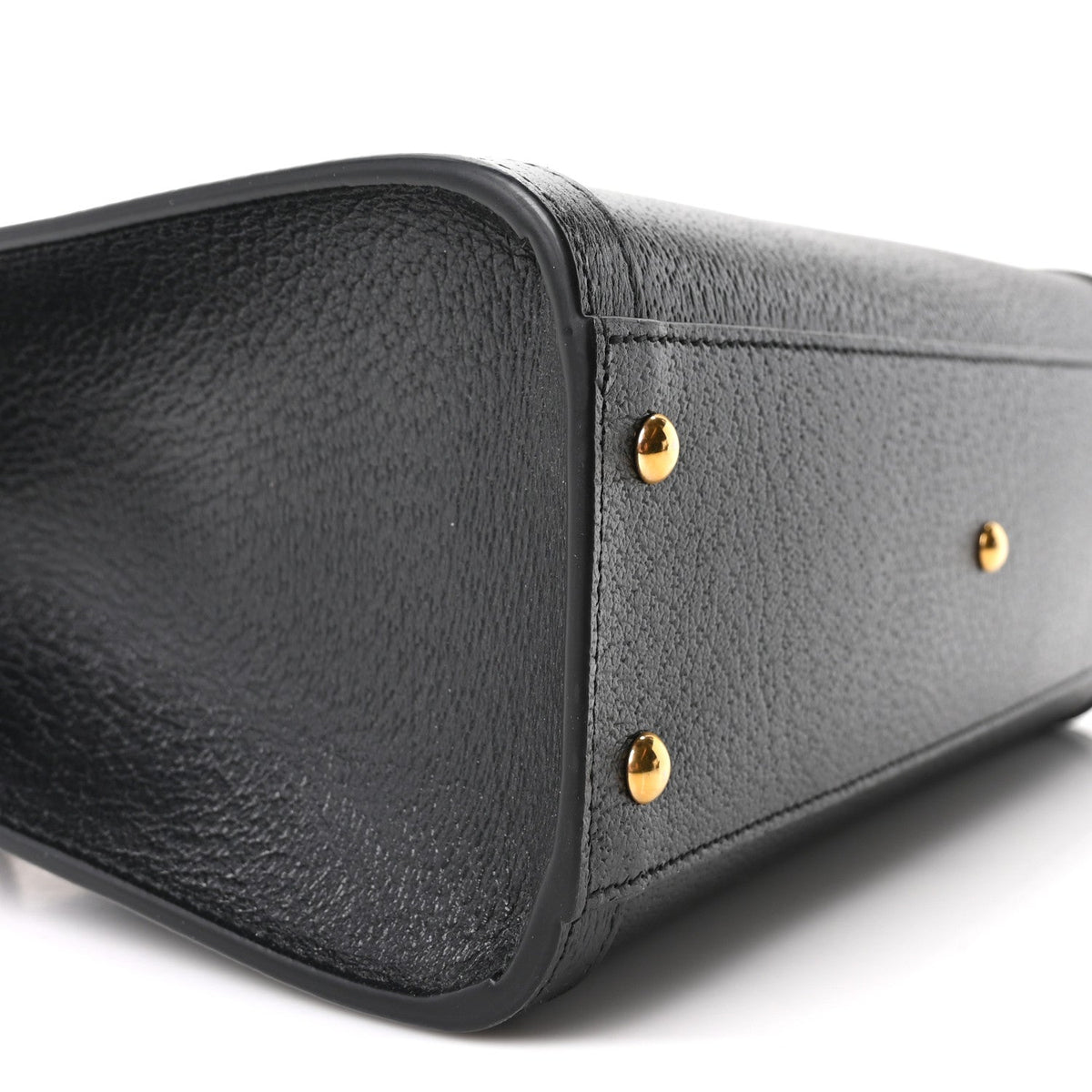 Textured Dollar Calfskin Web Small Diana Tote Bag Black Dusty Grey