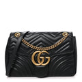 Calfskin Matelasse Medium GG Marmont Shoulder Bag Black