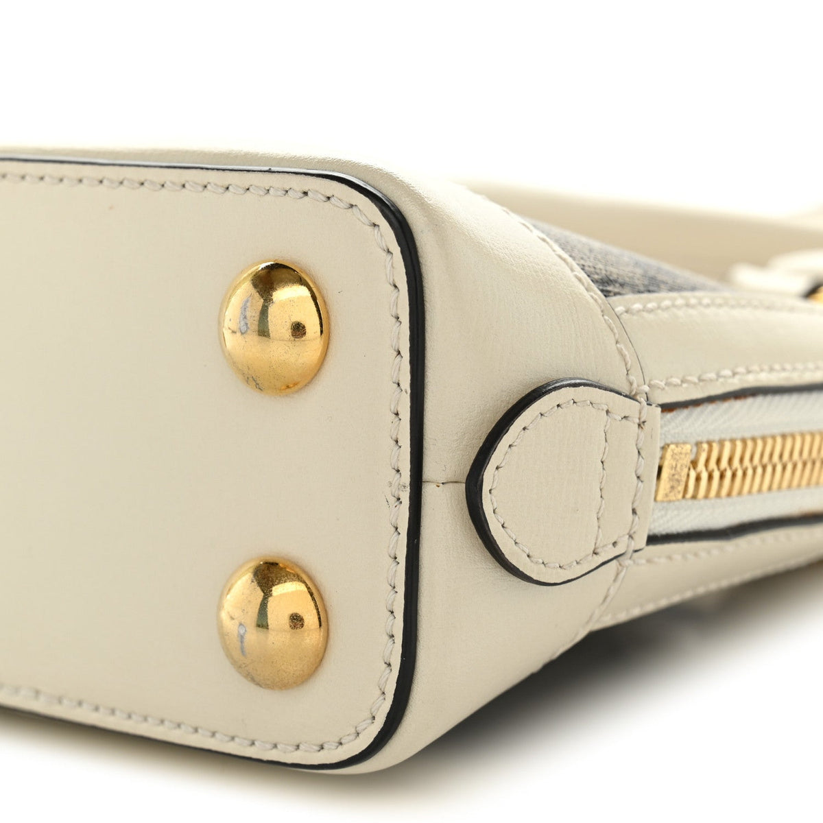 GG Supreme Monogram Azalea Calfskin Mini Horsebit 1955 Top Handle Bag Beige Ebony Mystic White