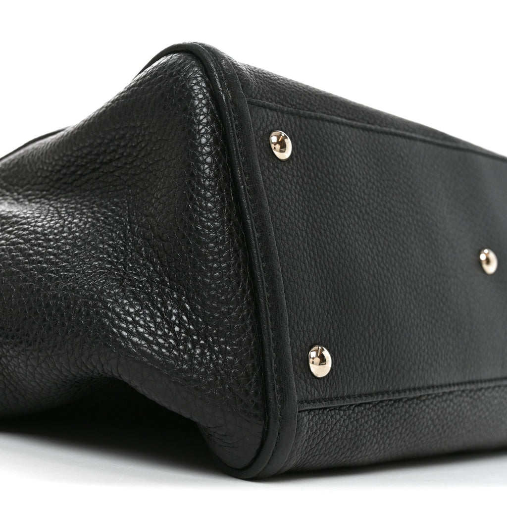 Pebbled Calfskin Medium Soho Shoulder Bag Black