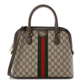 GG Supreme Monogram Web Medium Top Handle Ophidia Dome Shoulder Bag Brown