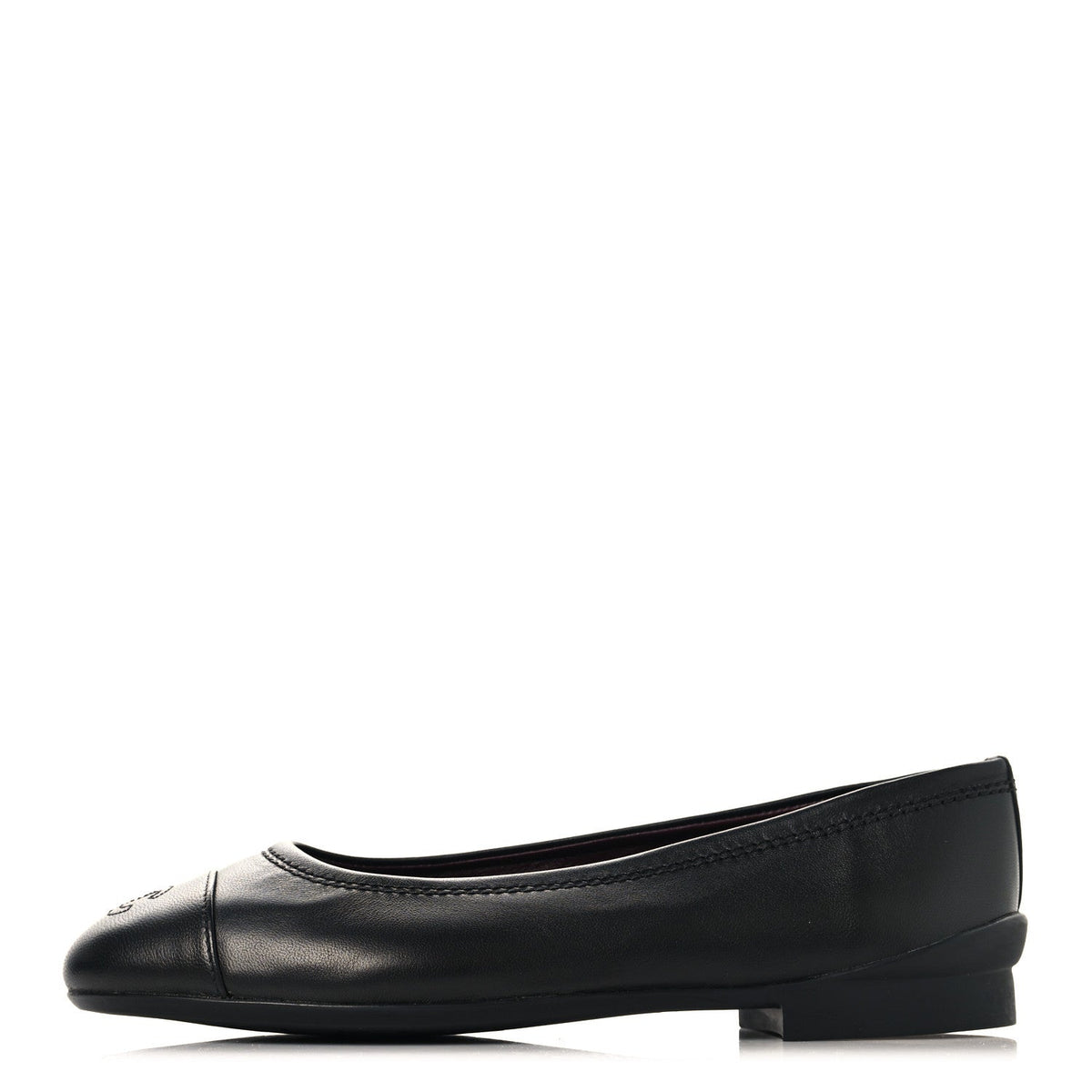 Lambskin Cap Toe CC Uniform Ballerina Flats 37 Black