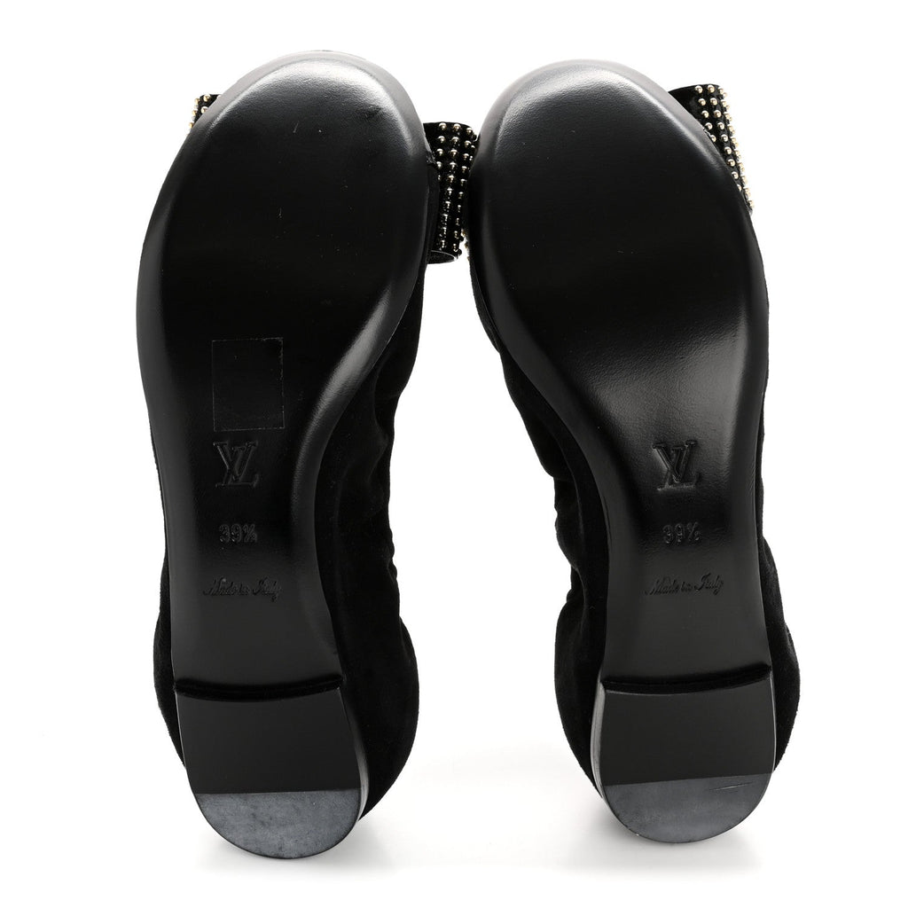 Suede Patent Studded Flirty Ballerina Bow Flats 39.5 Black