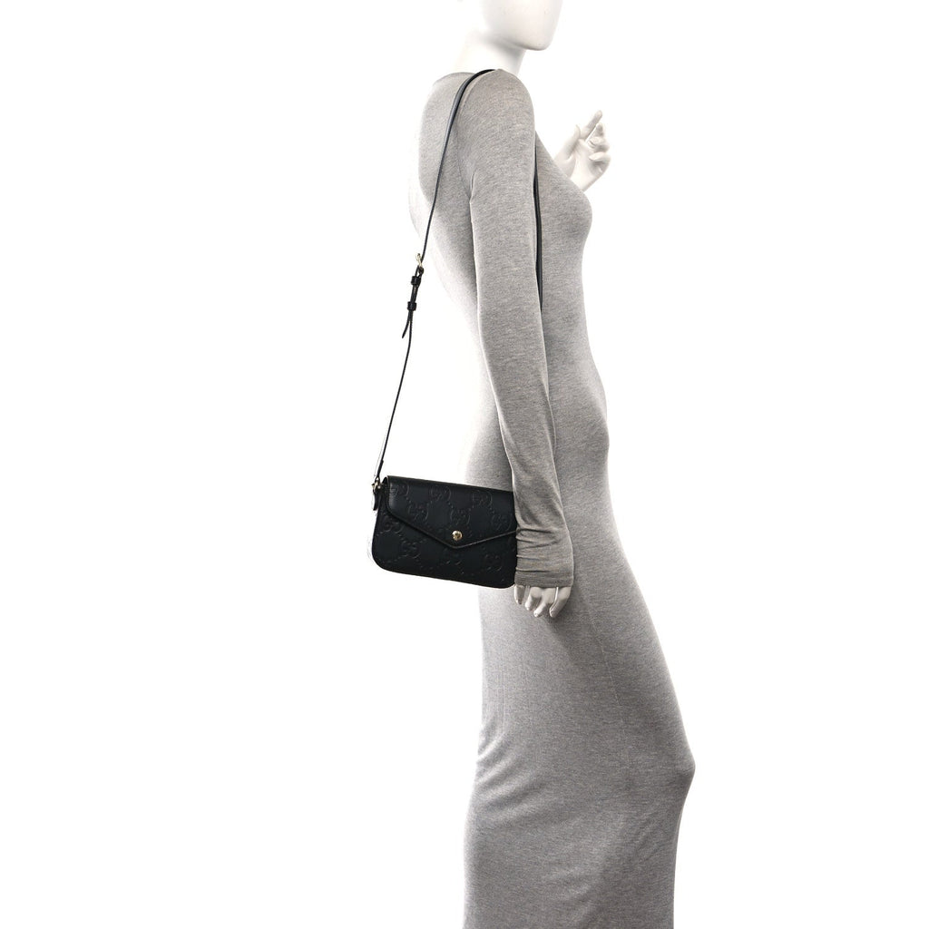 Gilbert Calfskin GG Super Mini Shoulder Bag Black