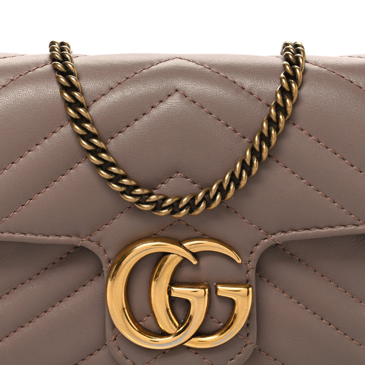 Calfskin Matelasse Super Mini GG Marmont Shoulder Bag Porcelain Rose