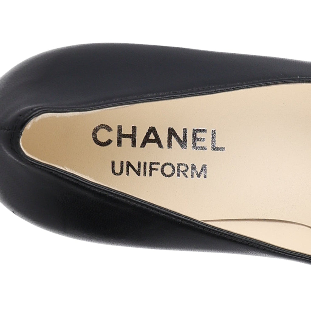 Lambskin Cap Toe CC Uniform Pumps 37 Black