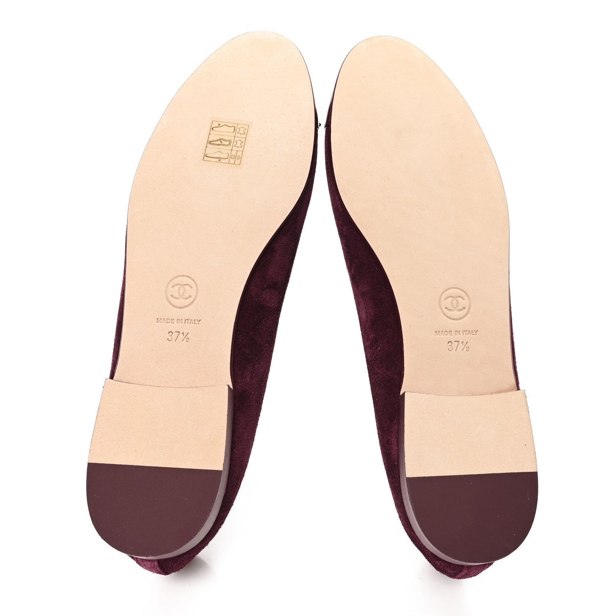Suede Patent Cap Toe CC Ballerina Flats 38.5 Grey 37.5 Burgundy