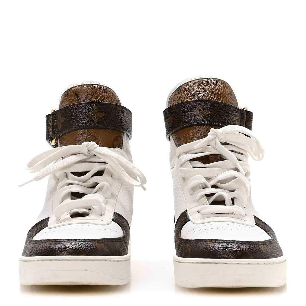 Grained Calfskin Monogram Boombox Sneaker Boots 39 White