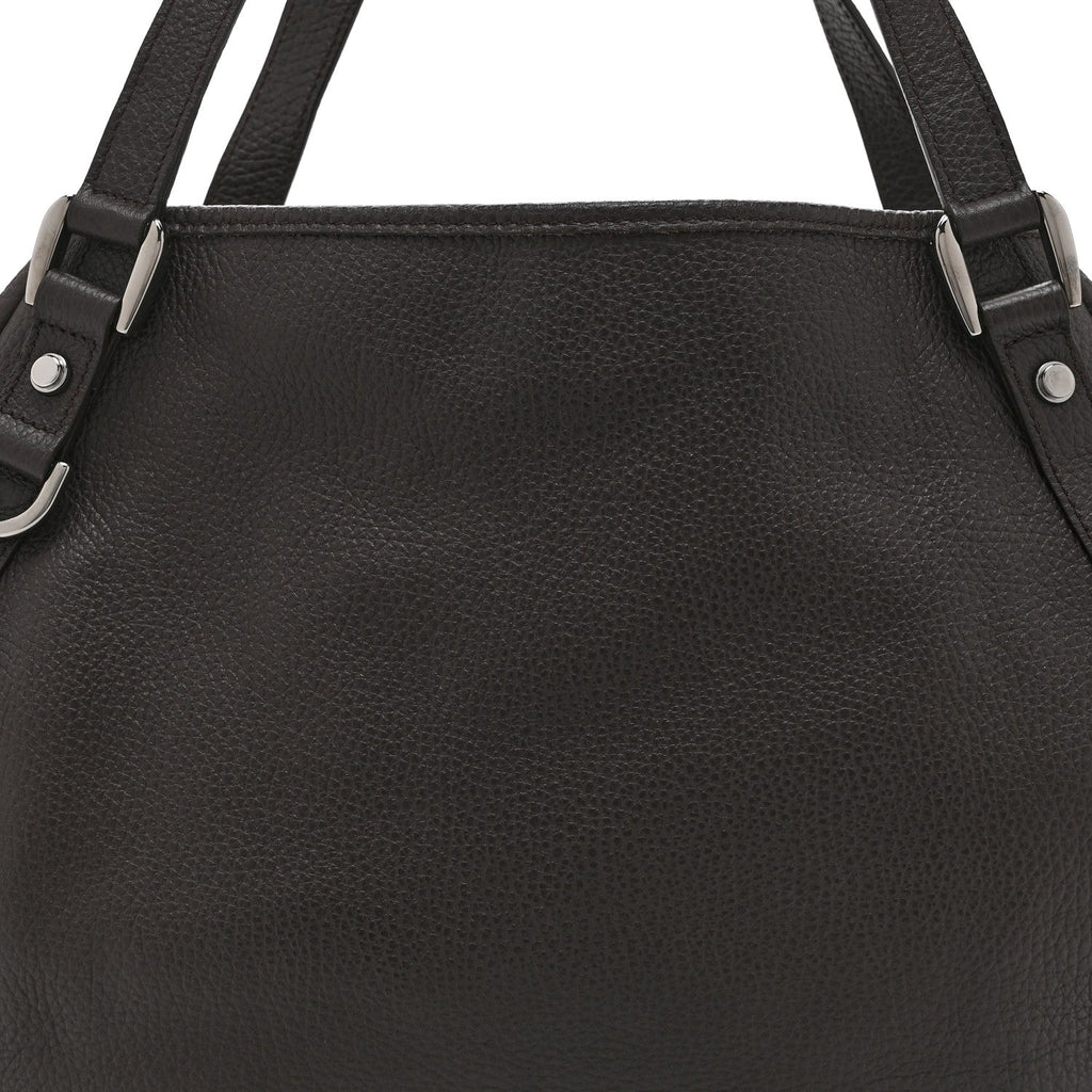 Calfskin Medium Abbey Shoulder Bag Dark Brown