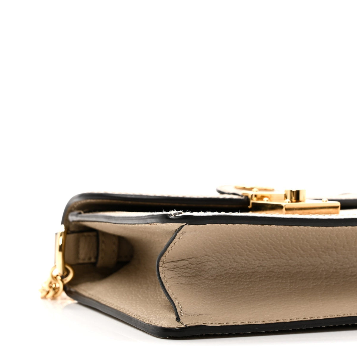 GG Supreme Monogram Textured Dollar Calfskin Web Mini Ophidia Padlock Top Handle Chain Shoulder Bag Beige Mystic White Oatmeal