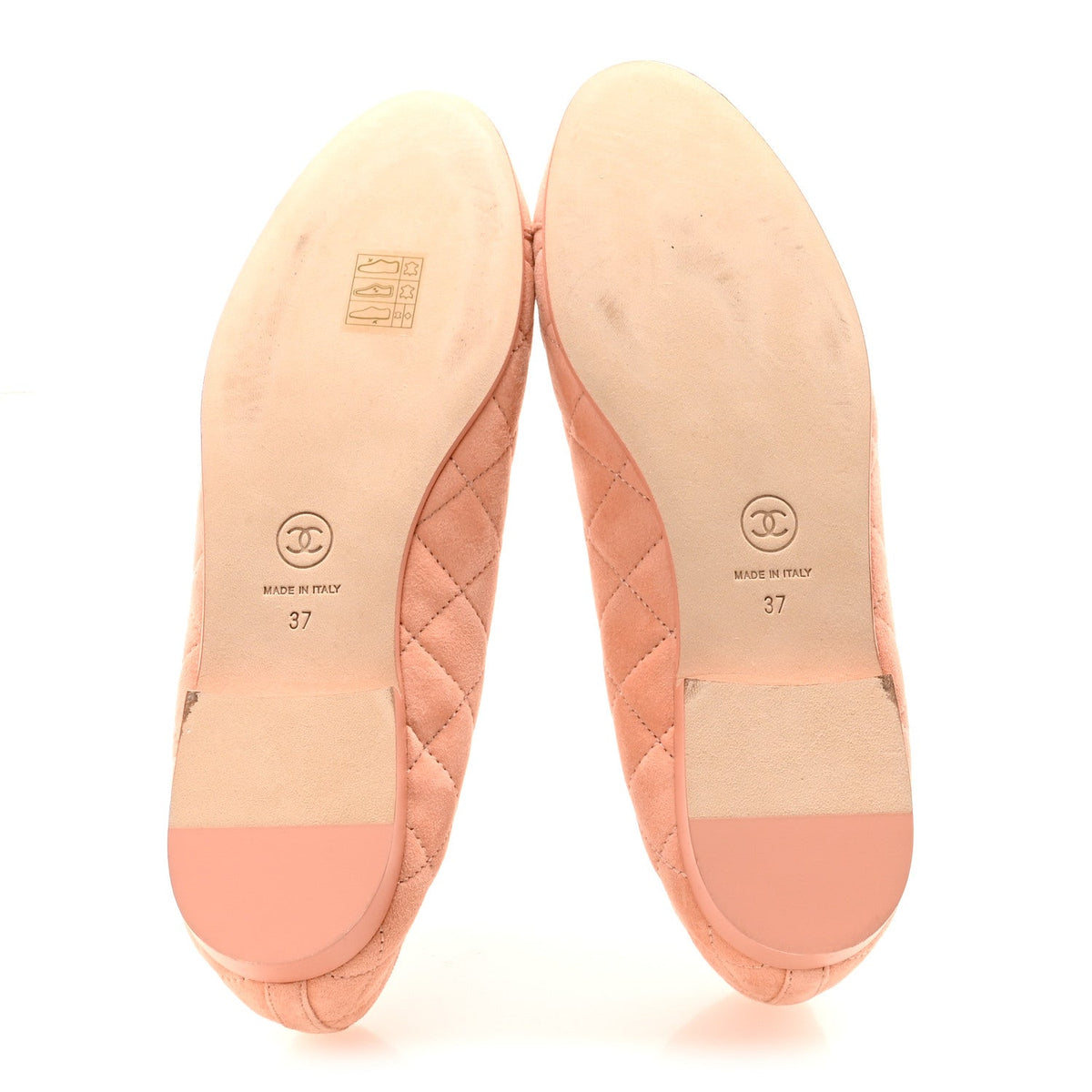 Suede Quilted Cap Toe CC Ballerina Flats 37 Light Orange