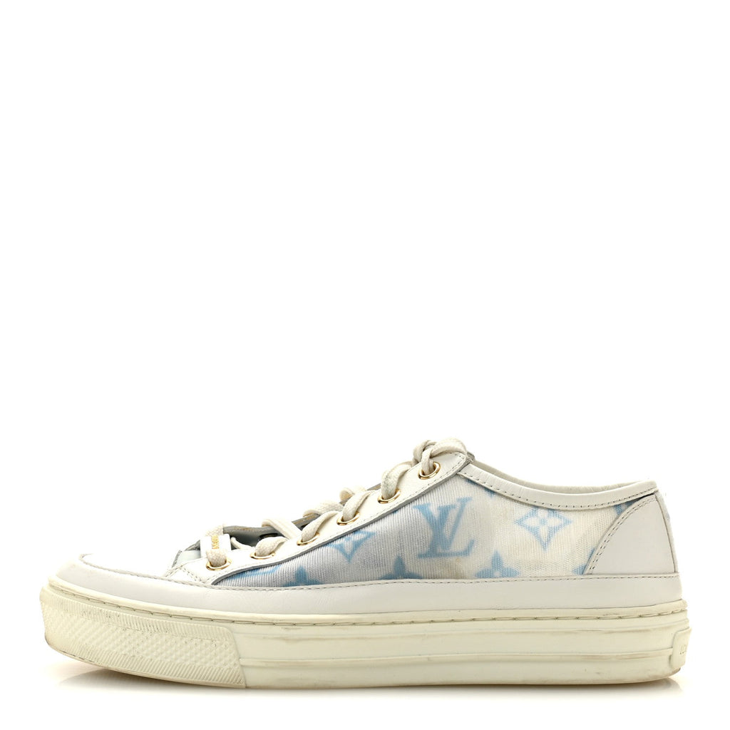 Technical Fabric Calfskin Monogram Stellar Sneakers 35  Blue
