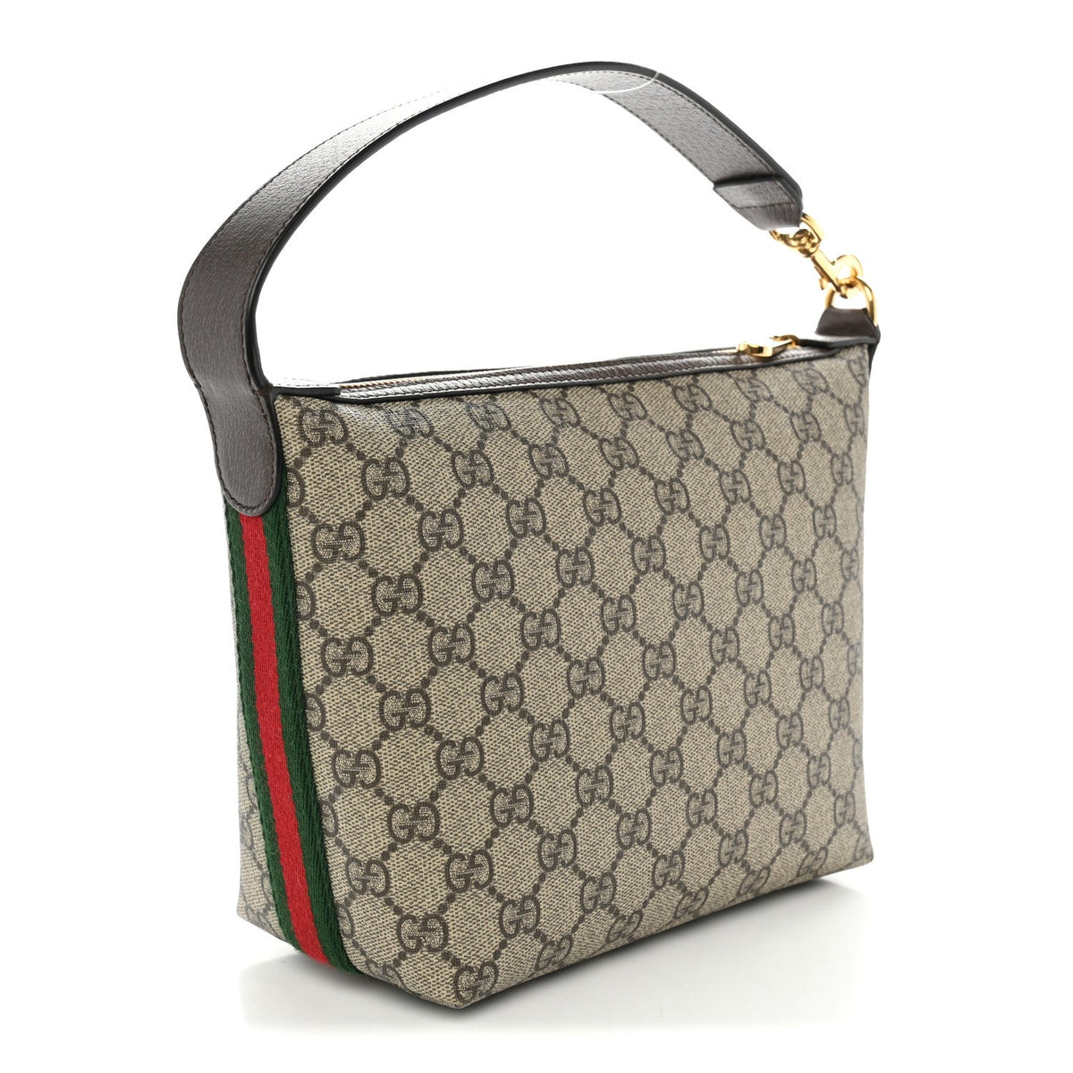 GG Supreme Monogram Textured Calfskin Web Super Mini Ophidia Shoulder Bag Beige Ebony New Acero