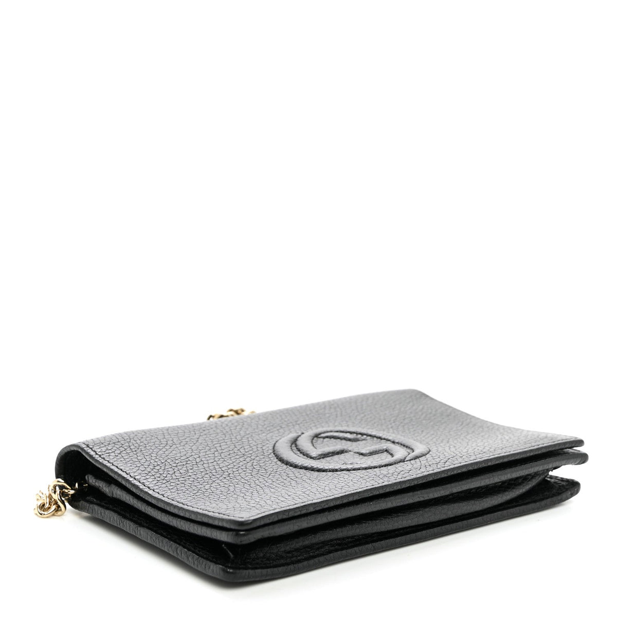 Pebbled Calfskin Soho Wallet On Chain Black