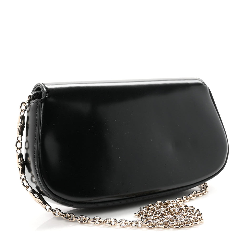 Shiny Calfskin Small Bamboo Night Bag Black