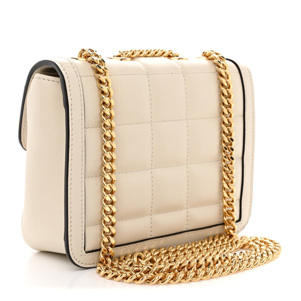 Calfskin Quilted Mini Deco Shoulder Bag Mystic White