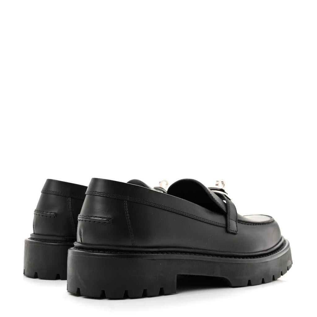 Calfskin Womens Icone Loafers 37 Black