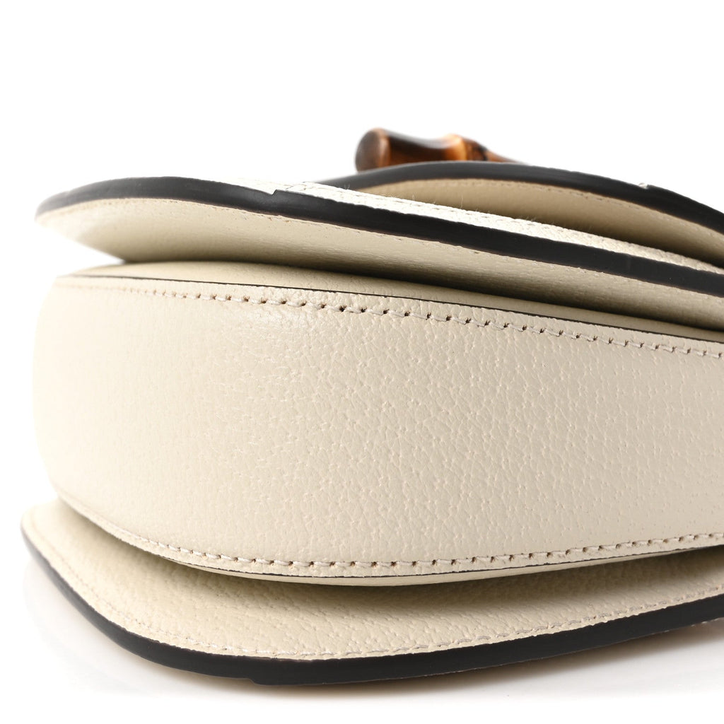 Monogram Jumbo GG Textured Dollar Calfskin Web Small Bamboo 1947 Top Handle Bag Off White