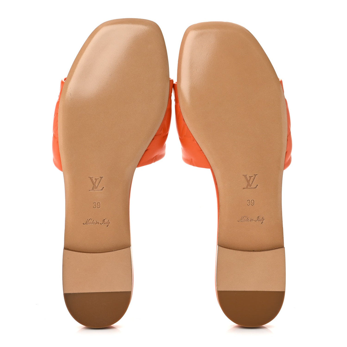 Lambskin Embossed Monogram Revival Flat Mules 39 Orange