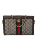 GG Supreme Monogram Web Small Ophidia Chain Shoulder Bag Brown