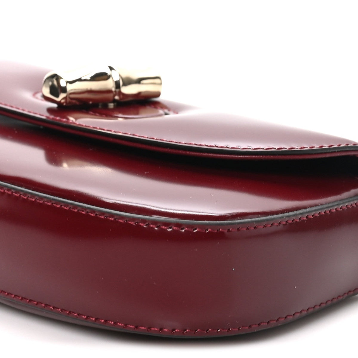 Shiny Calfskin Small Bamboo Night Bag Rosso Ancora
