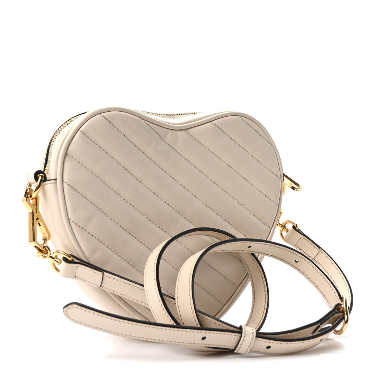 Calfskin Matelasse Diagonal Mini Interlocking G Heart Shoulder Bag Mystic White