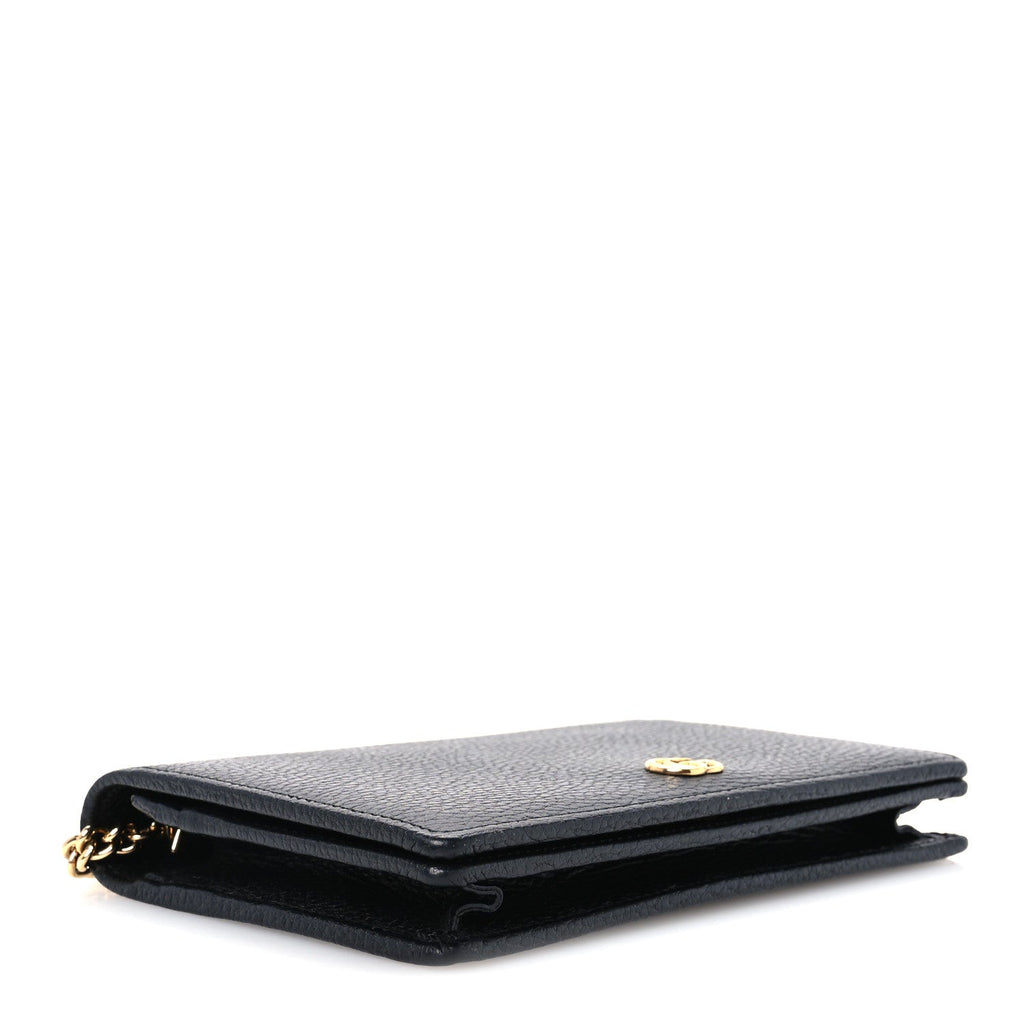 Calfskin Mini GG Marmont Chain Wallet Black