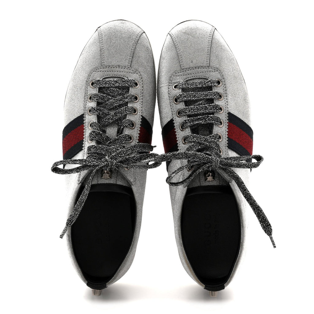 Glitter Fabric Studded Web Mens Sneakers 9 Silver