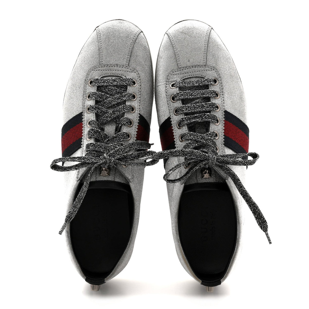 Glitter Fabric Studded Web Mens Sneakers 9 Silver