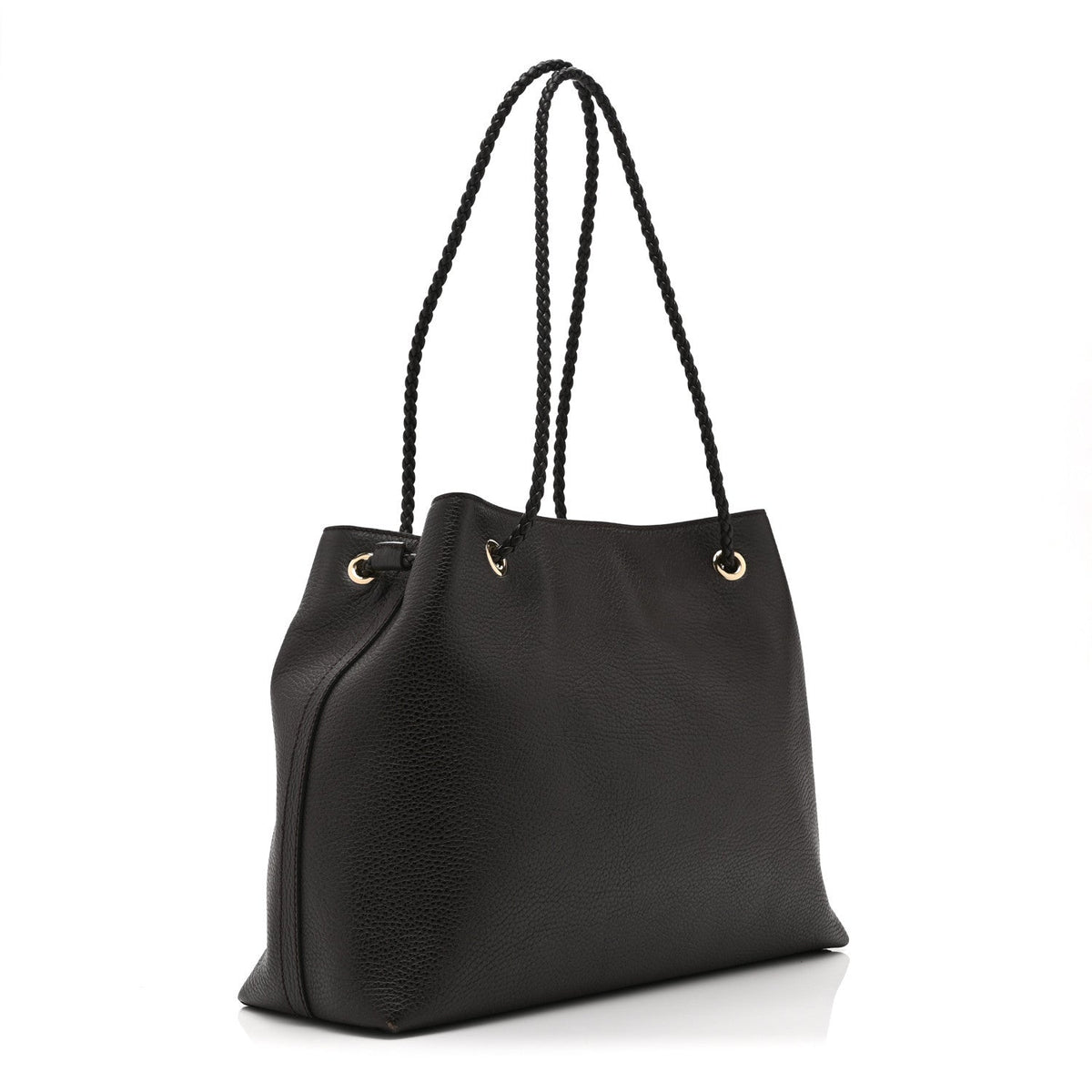 Calfskin Medium Braided Handle Gifford Tote Dark Brown