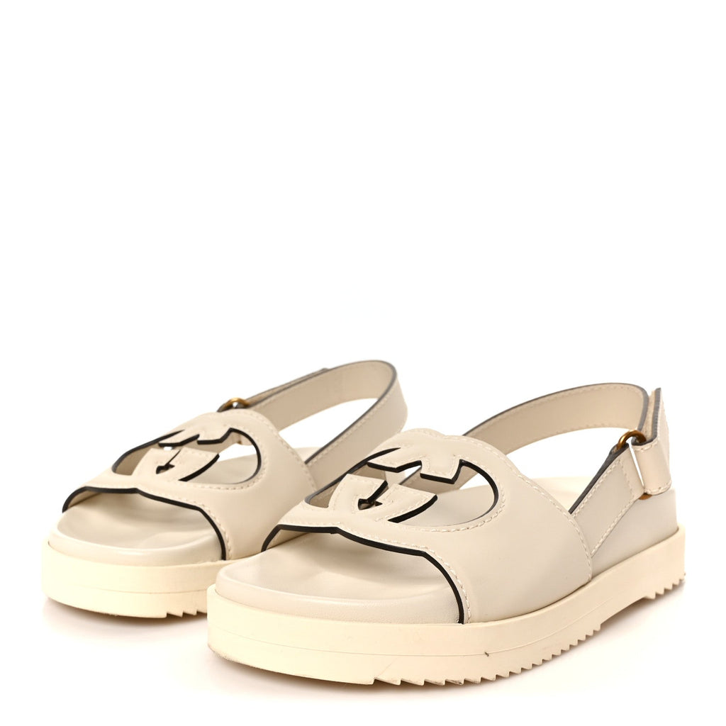 Cosmos Softy Calfskin Interlocking G Slingback Sandals 35.5 Mystic White