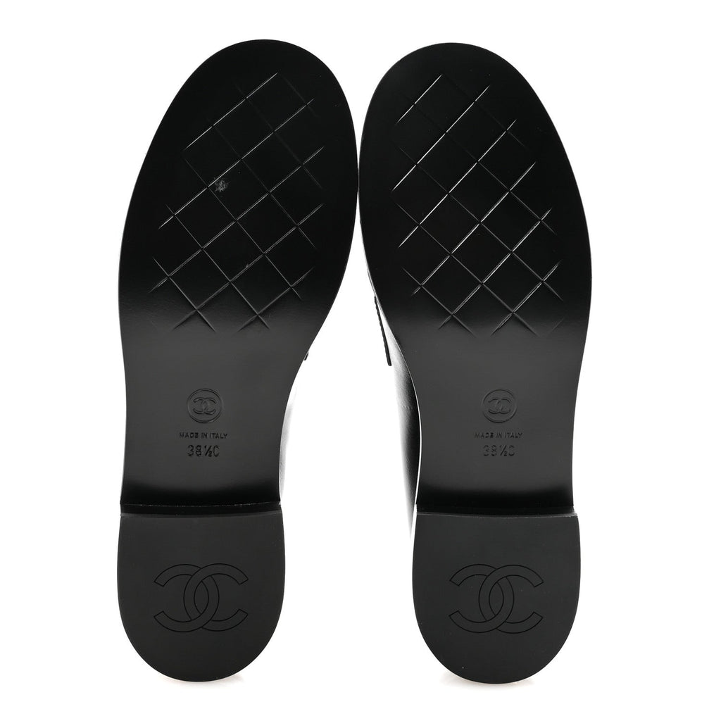 Shiny Calfskin CC Mocassin Loafers 38.5 Black