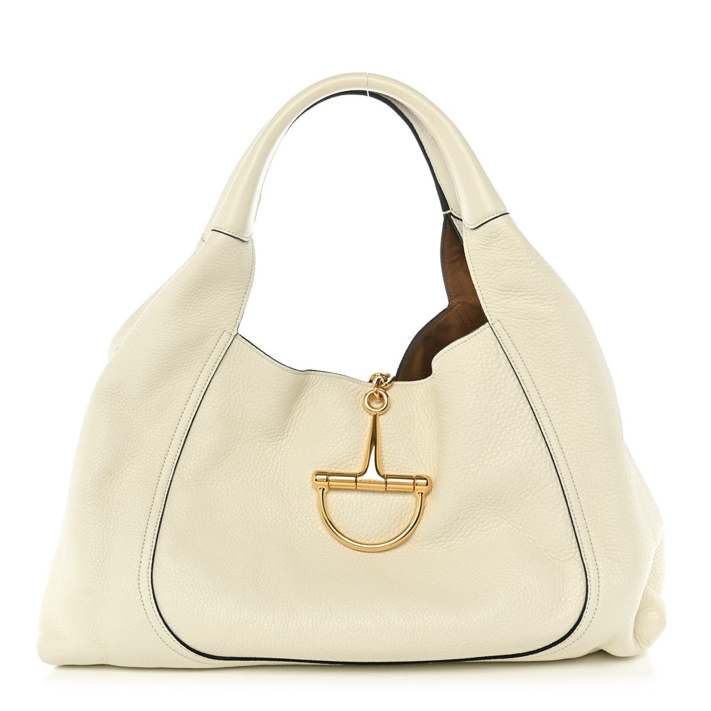 Grained Calfskin Softbit Maxi Shoulder Bag Dusty White