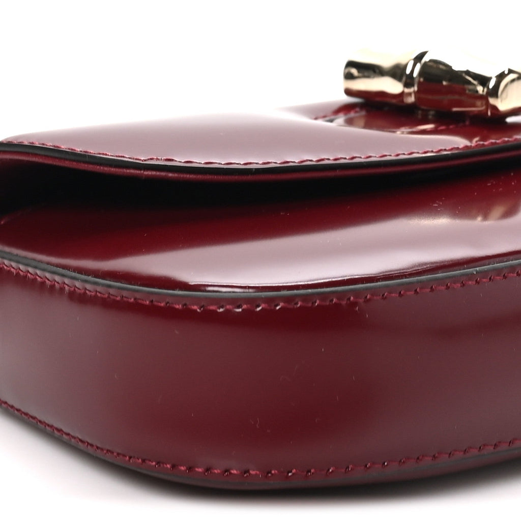 Shiny Calfskin Small Bamboo Night Bag Rosso Ancora