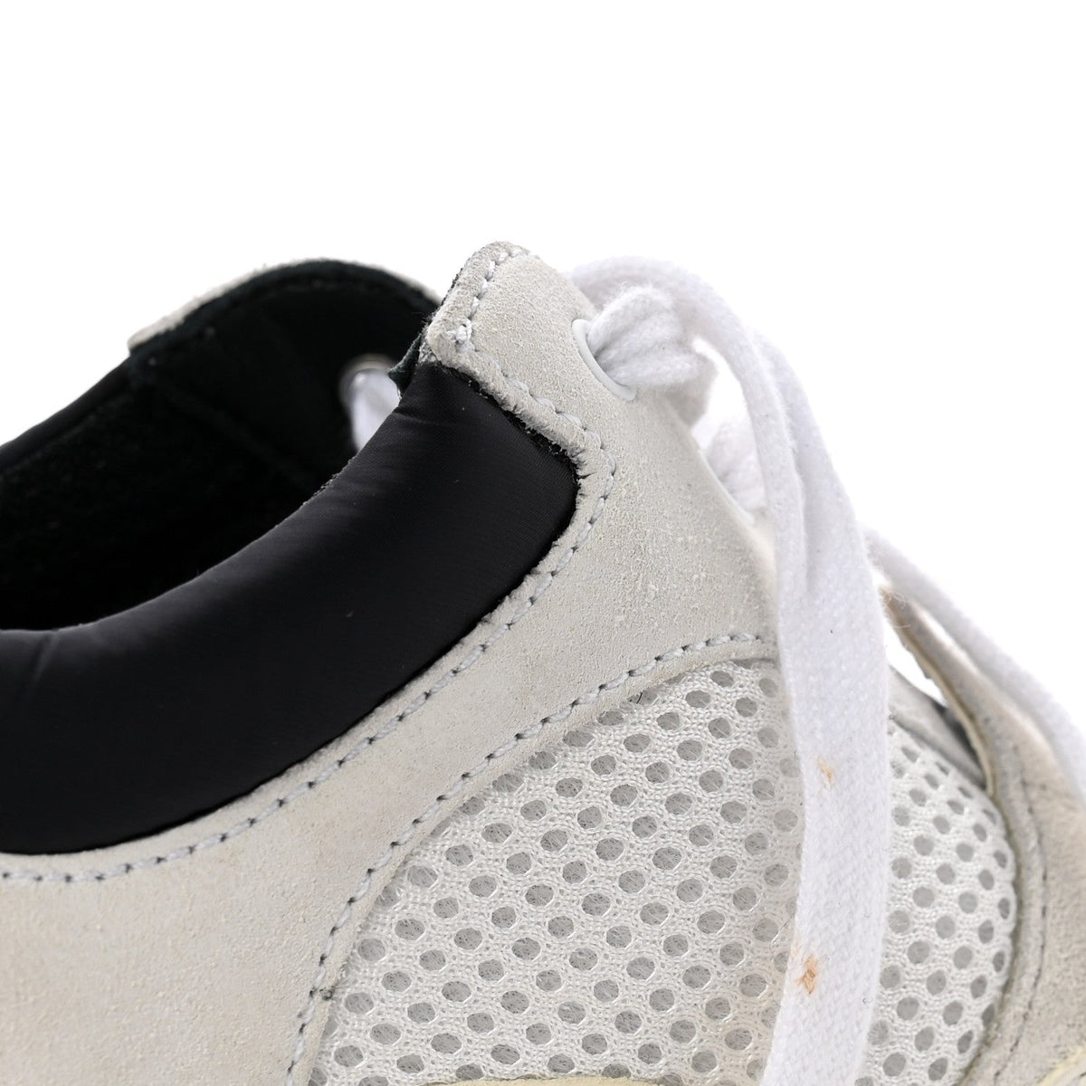 Mesh Suede Calfskin Grained Calfskin Womens CC Sneakers 37.5 White Black