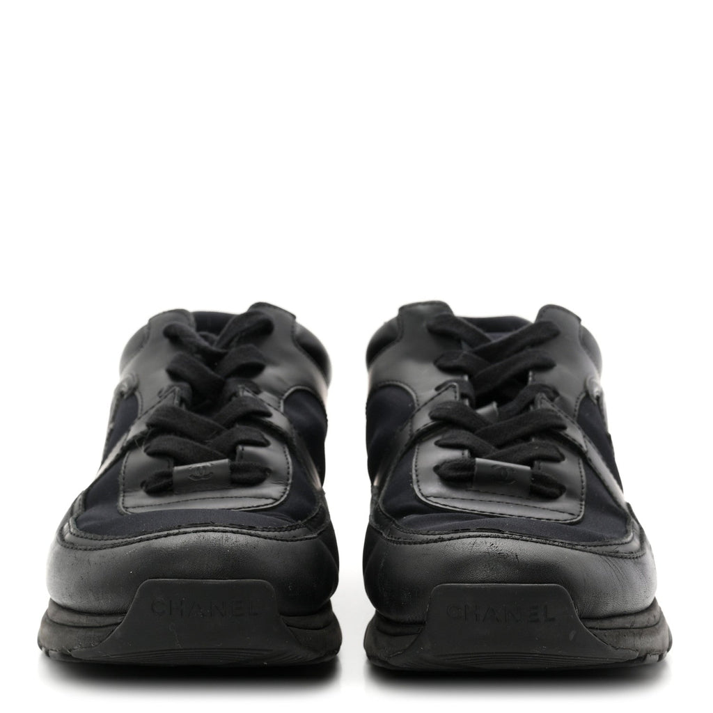 Lambskin Fabric CC Uniform Sneakers 39 Black