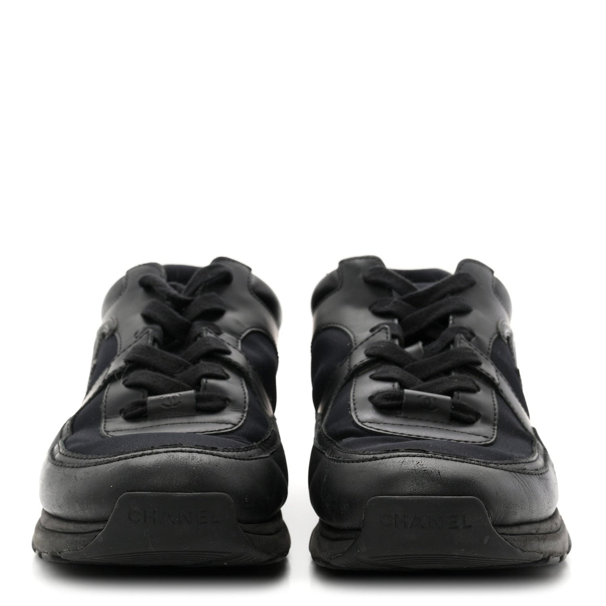 Lambskin Fabric CC Uniform Sneakers 39 Black