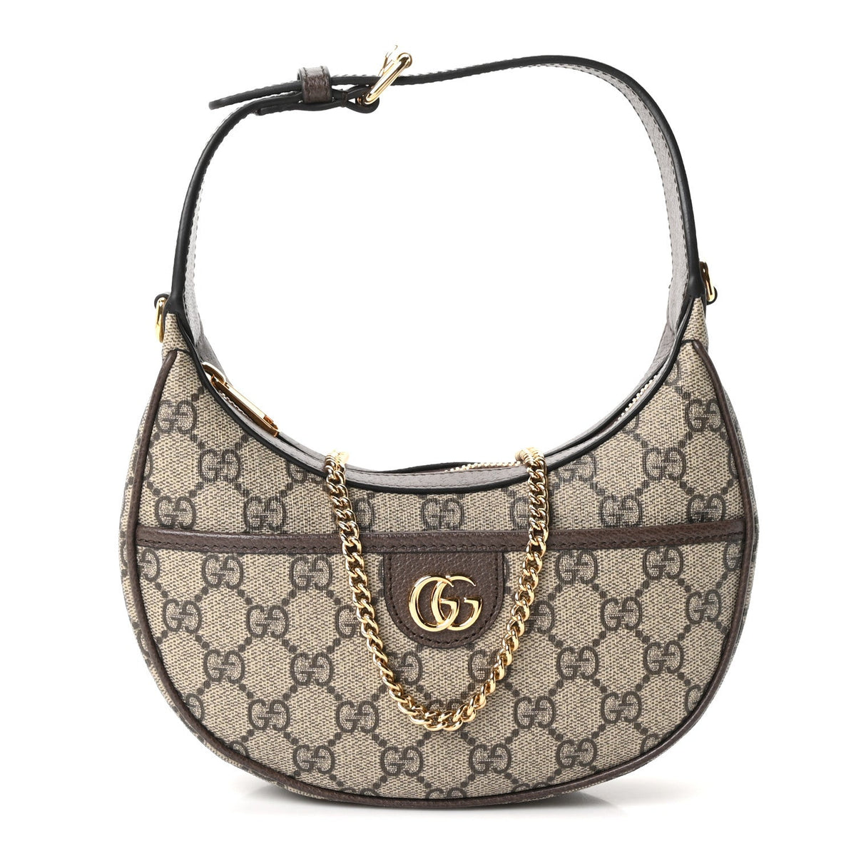 GG Supreme Monogram Textured Dollar Calfskin Small Ophidia Shoulder Bag Beige Ebony New Acero