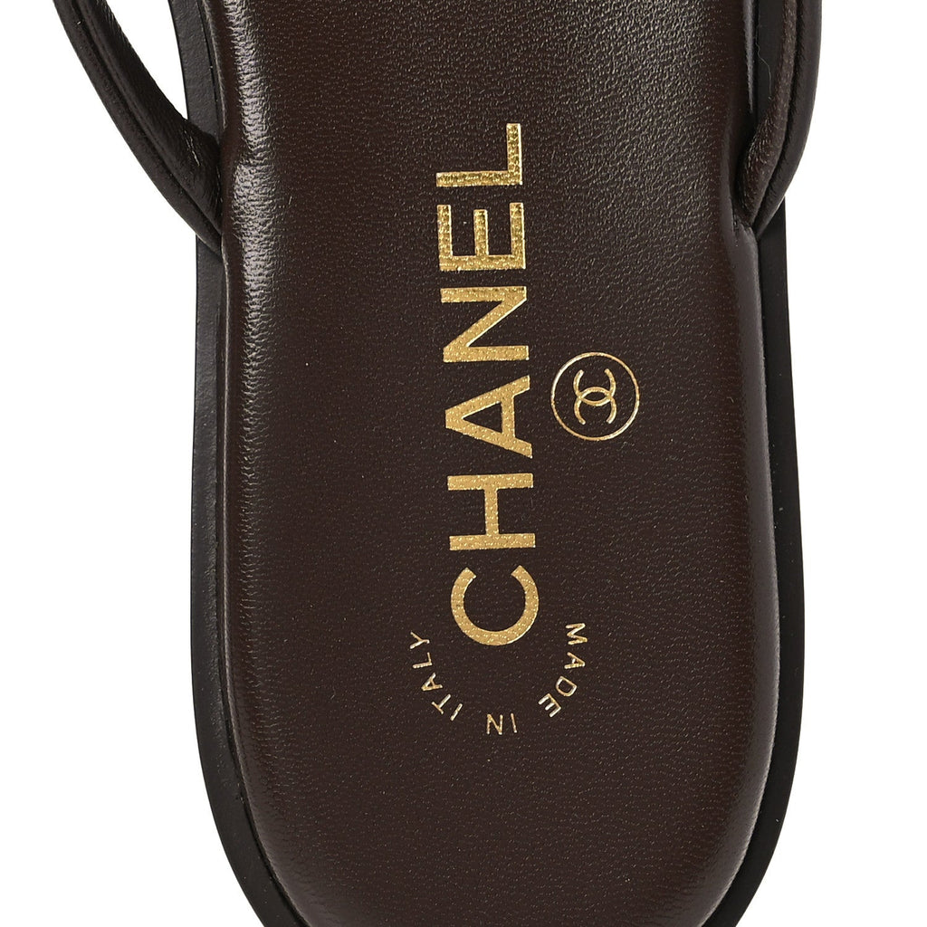 Goatskin CC Times Square Thong Sandals 39 Brown