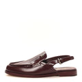 Shiny Calfskin Slingback Loafers 38 Burgundy