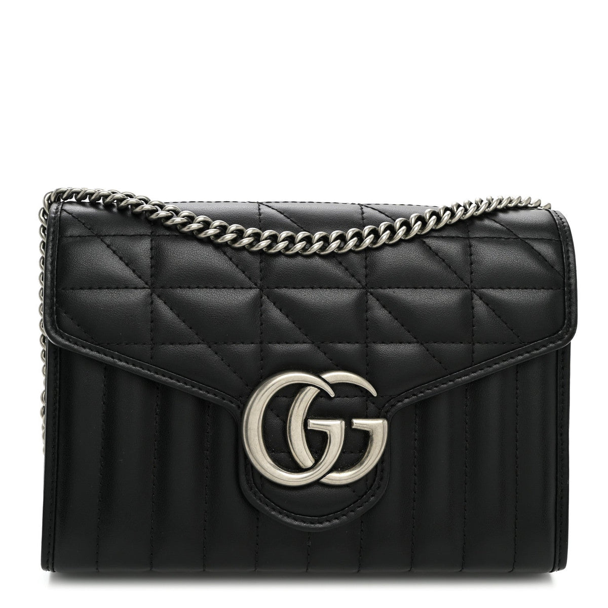 Calfskin Matelasse Aria GG Marmont Chain Wallet Black