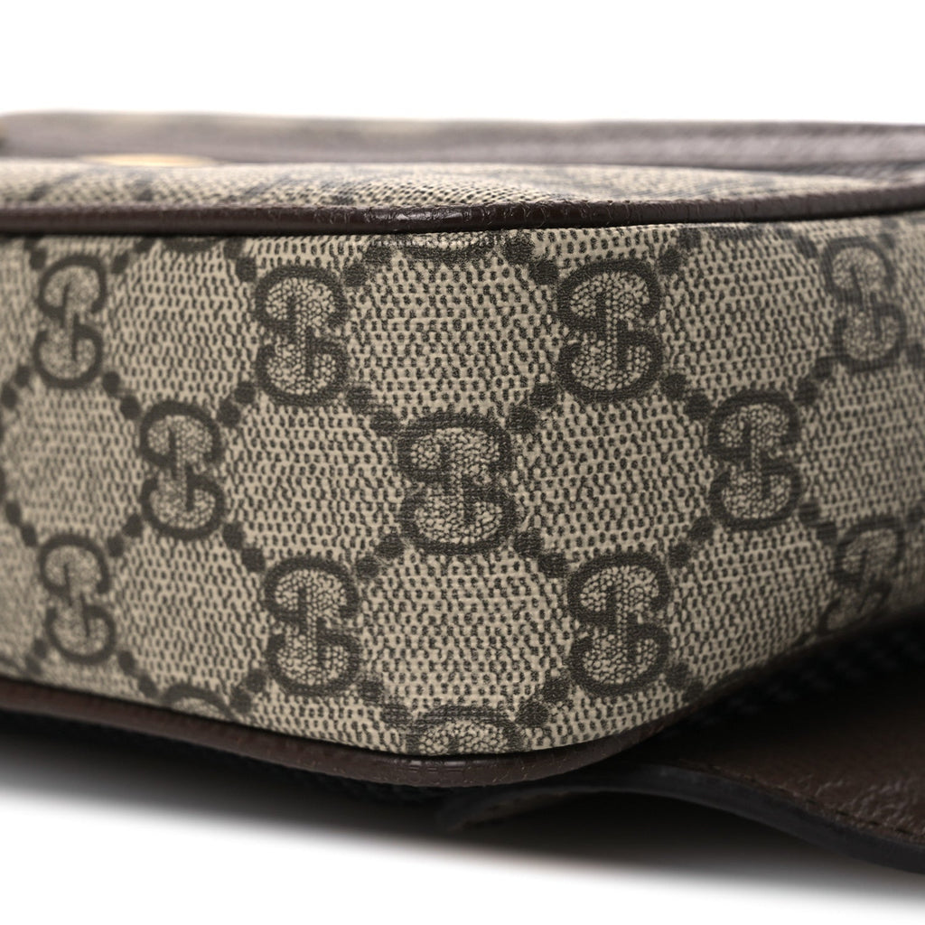 Soft GG Supreme Monogram Medium Ophidia Belt Bag  Dark Brown