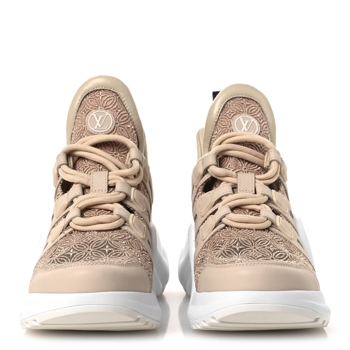 Fabric Embroidered Calfskin LV Archlight Sneakers 37 Nude
