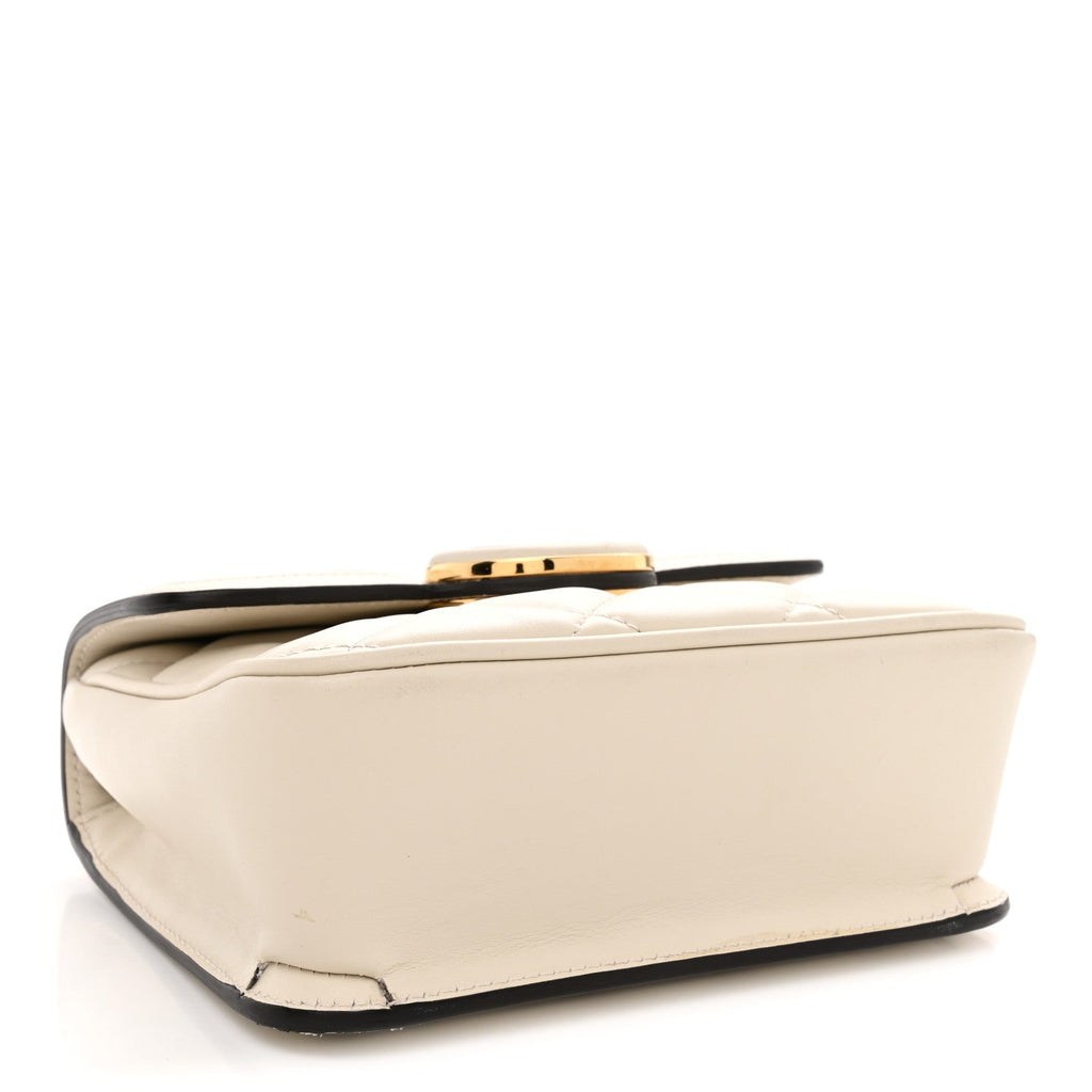 Calfskin Quilted Mini Deco Shoulder Bag Mystic White